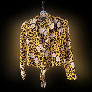 TopShop Yellow Daisy  Tie Up Shirt size 2